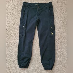 Baby Phat Black Cargo Pants with Yellow Cat Logo